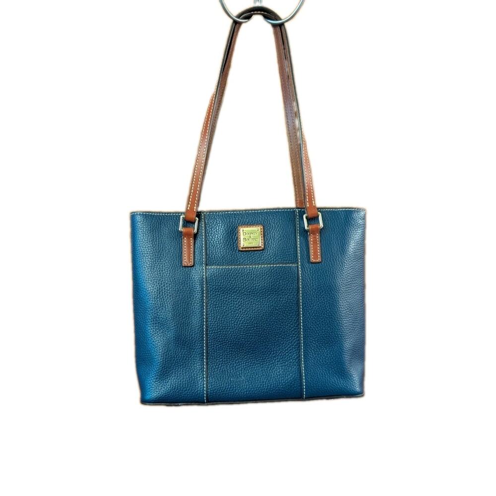Dooney & Bourke Pebble Grain Small Lexington Shopper Tote 10” x 12” x 3.5” Navy